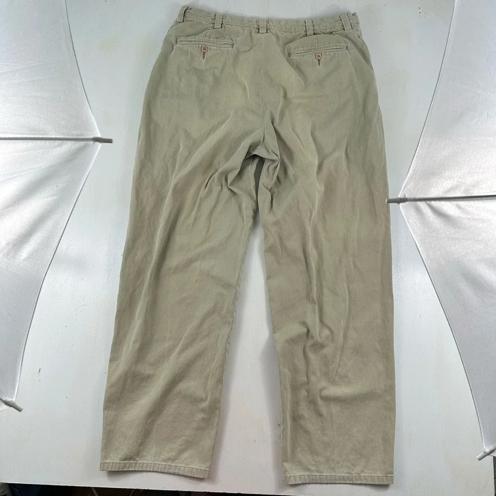 VTG Ron Herman Chino‎ PANTS 36x32 Men Beige Khaki Soft Cotton Flat Front Tag 38